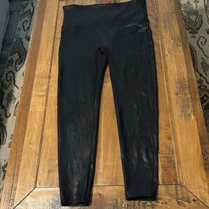 Spanx faux leather look leggings, shinny black, 2X